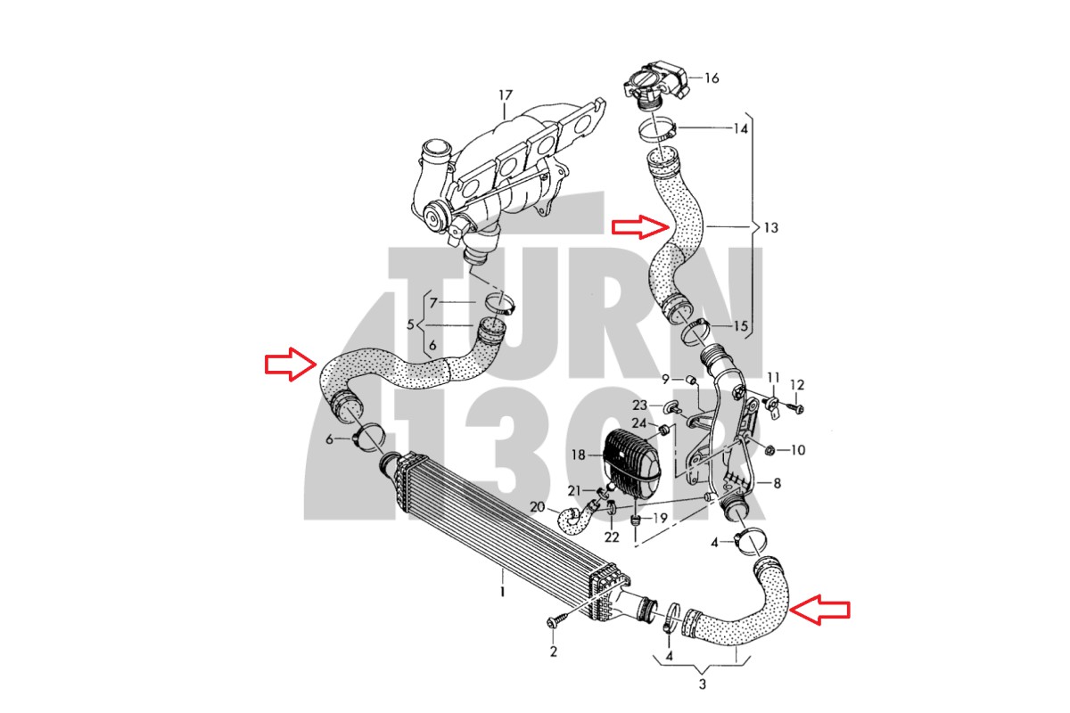 Kit tubo intercooler in silicone per Audi A4 / A5 B8 2.0 TFSI CTS Turbo