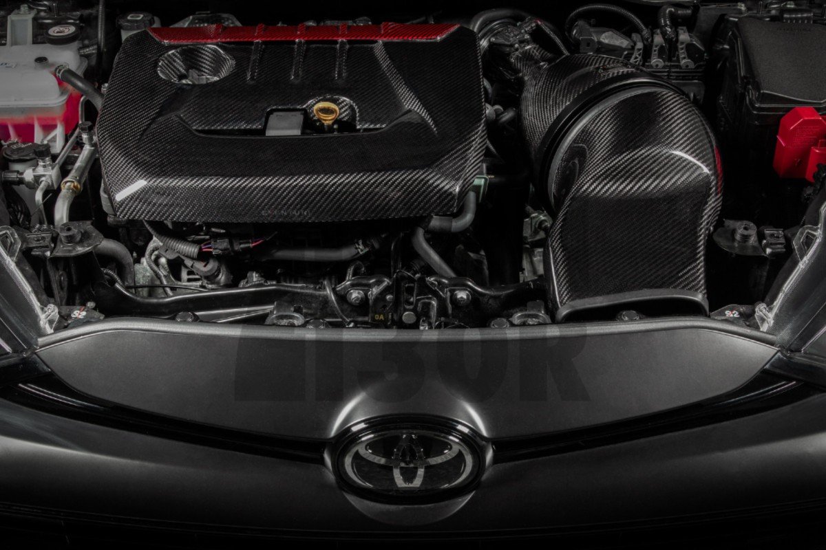 Eventuri Coperchio motore in fibra di carbonio/kevlar rosso per Toyota Yaris GR