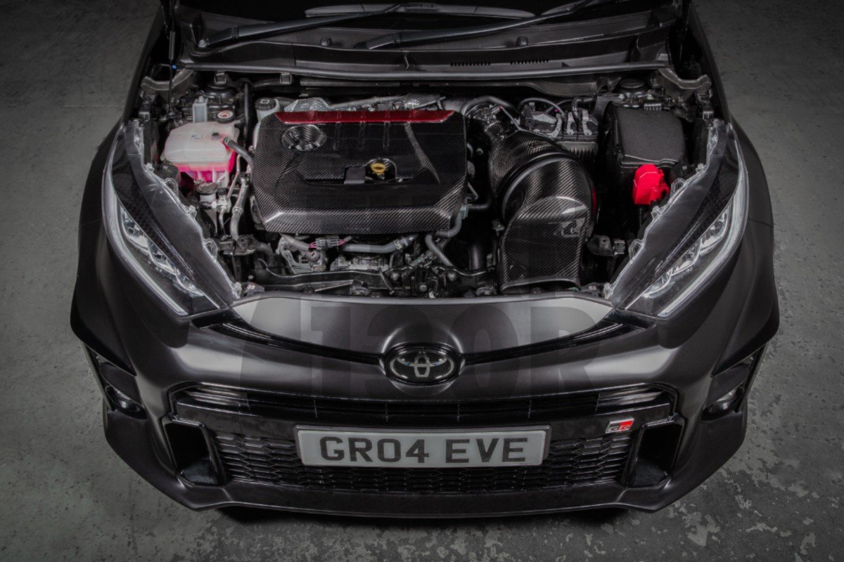 Eventuri Coperchio motore in fibra di carbonio/kevlar rosso per Toyota Yaris GR